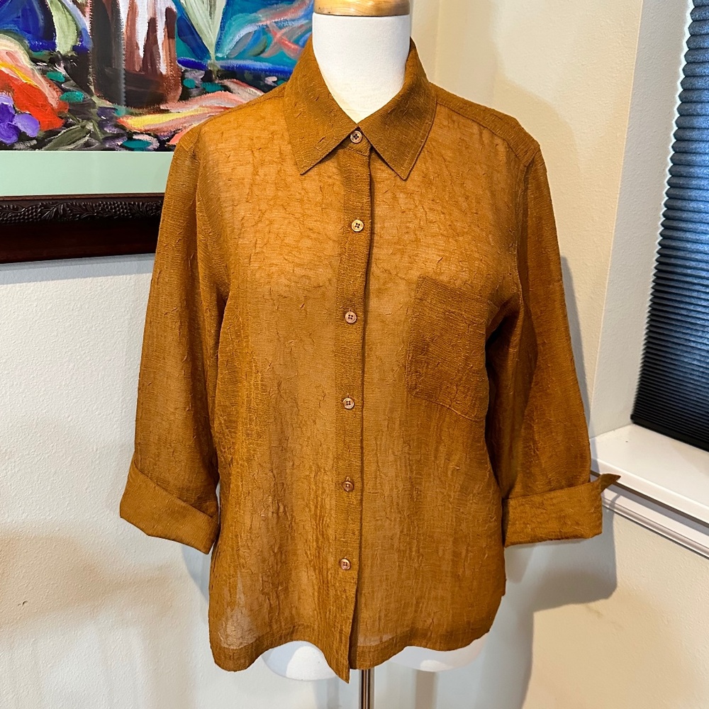 Amber Colored Casual Artistic Looking Blouse by Coldwater Creek - sz L